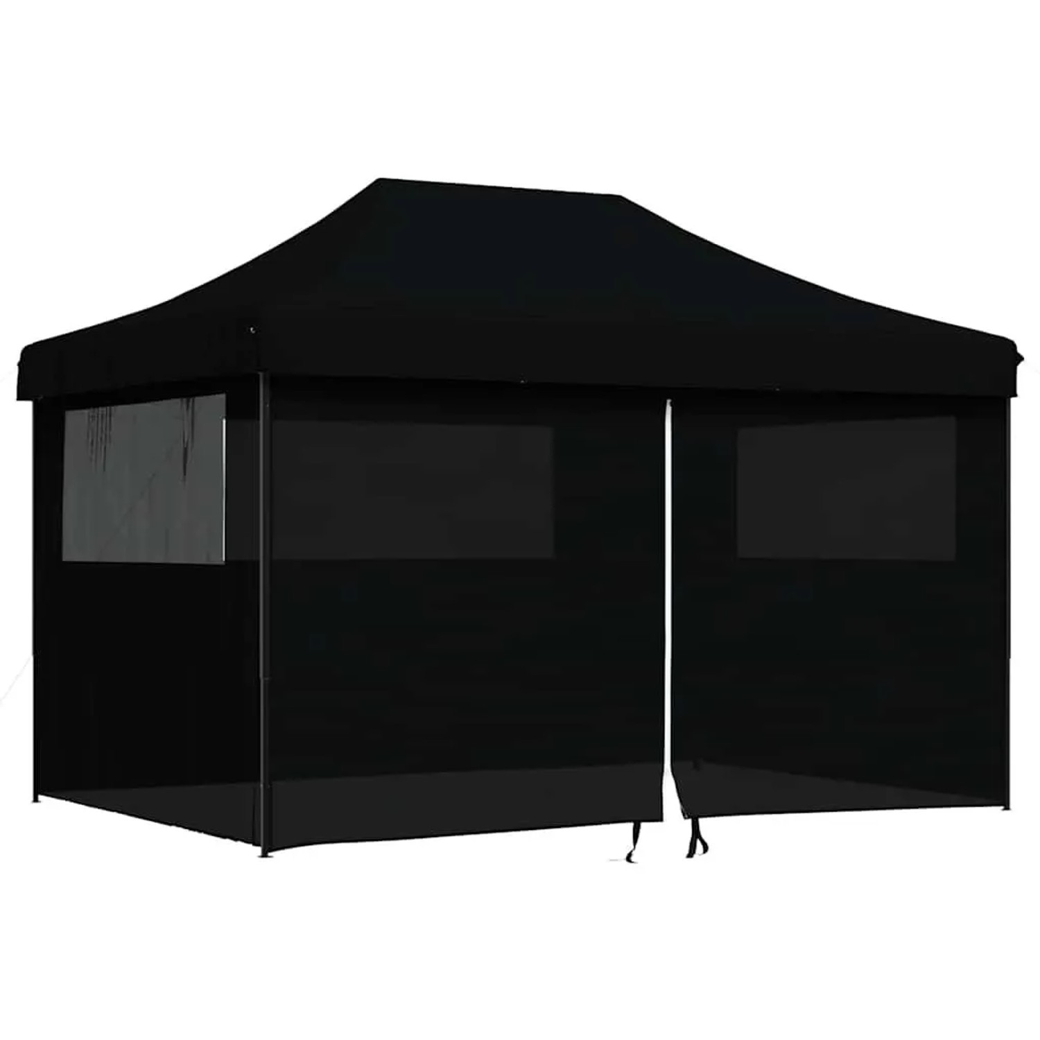 vidaXL Partyzelt Faltbar Pop-Up mit 4 Seitenteilen Schwarz 4005030