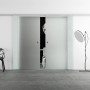 Levidor Doppelglasschiebetür-Set, 2 satinierte Glastüren mit Aluminiumrahmen, Griffmuscheln und SoftClose.