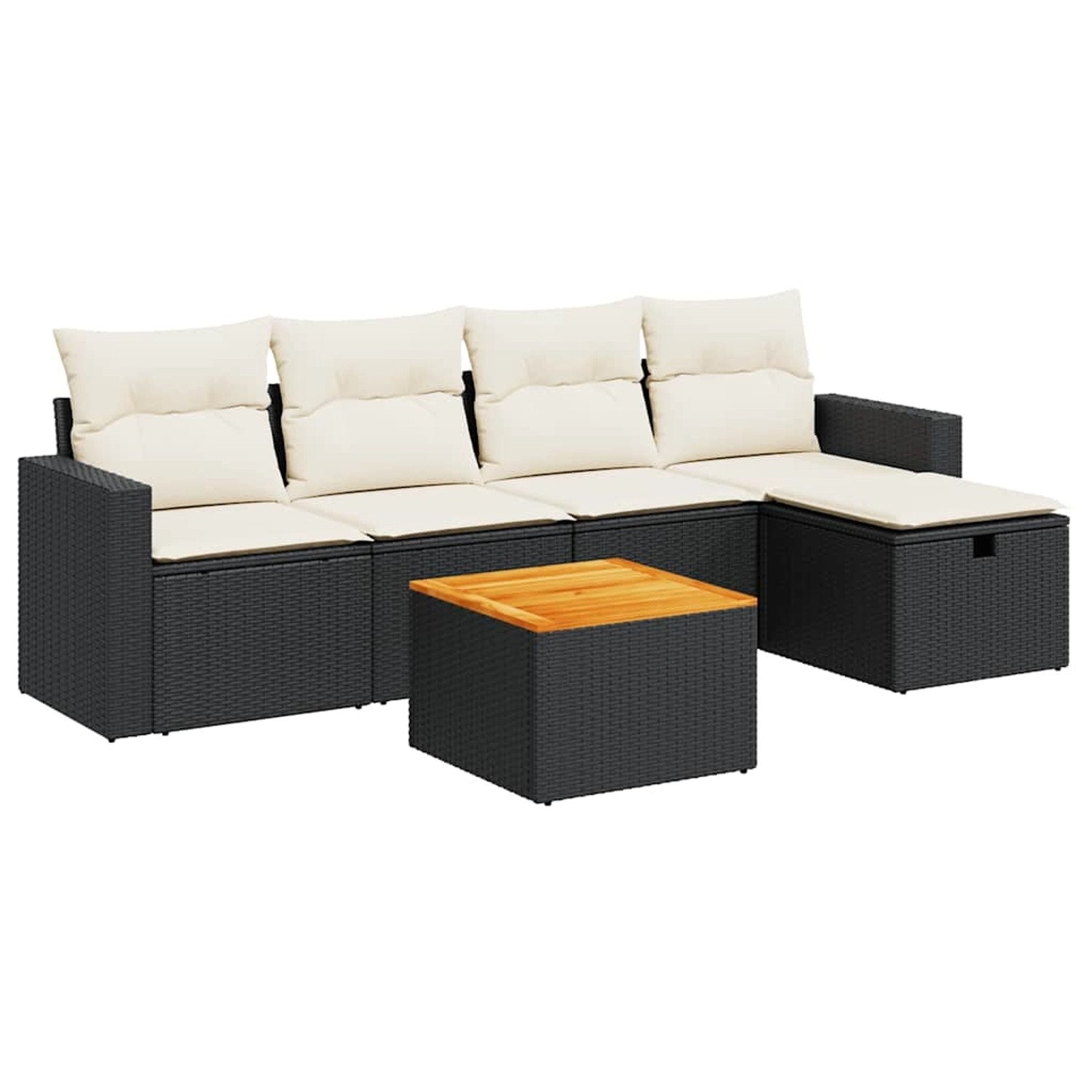 vidaXL 6-Tlg Garten-Sofagarnitur mit Kissen Schwarz Poly Rattan 3325780 günstig online kaufen