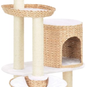 vidaXL Katzenkratzbaum Modell 4 aus Sisal und Seegras mit Haus und Körben.