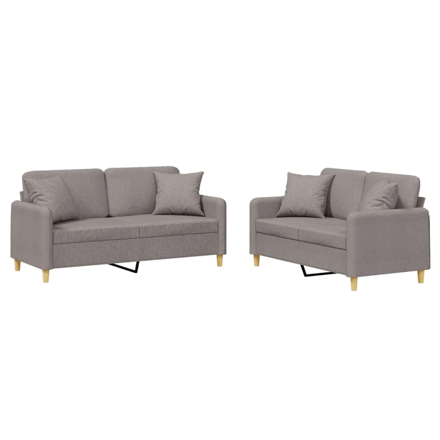 vidaXL 2-Tlg Sofagarnitur mit Kissen Taupe Stoff 3202109 günstig online kaufen