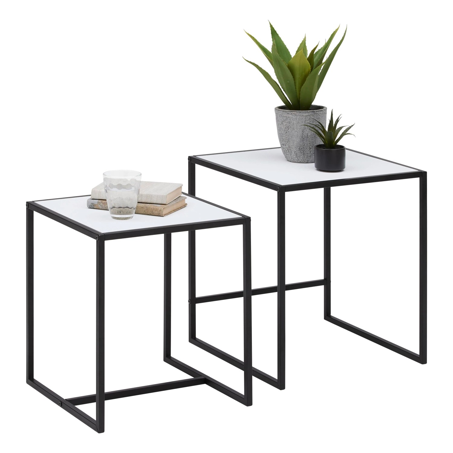 Mömax Beistelltischset Tobi Weiß/Schwarz, 2er Set