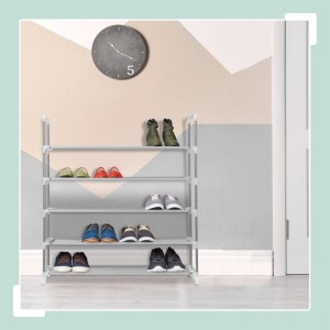 Relaxdays Schuhregal Metall Grau Stecksystem für 20 Paar Schuhe 90,5 cm x 87 cm x 29,5 cm 1,3 kg
