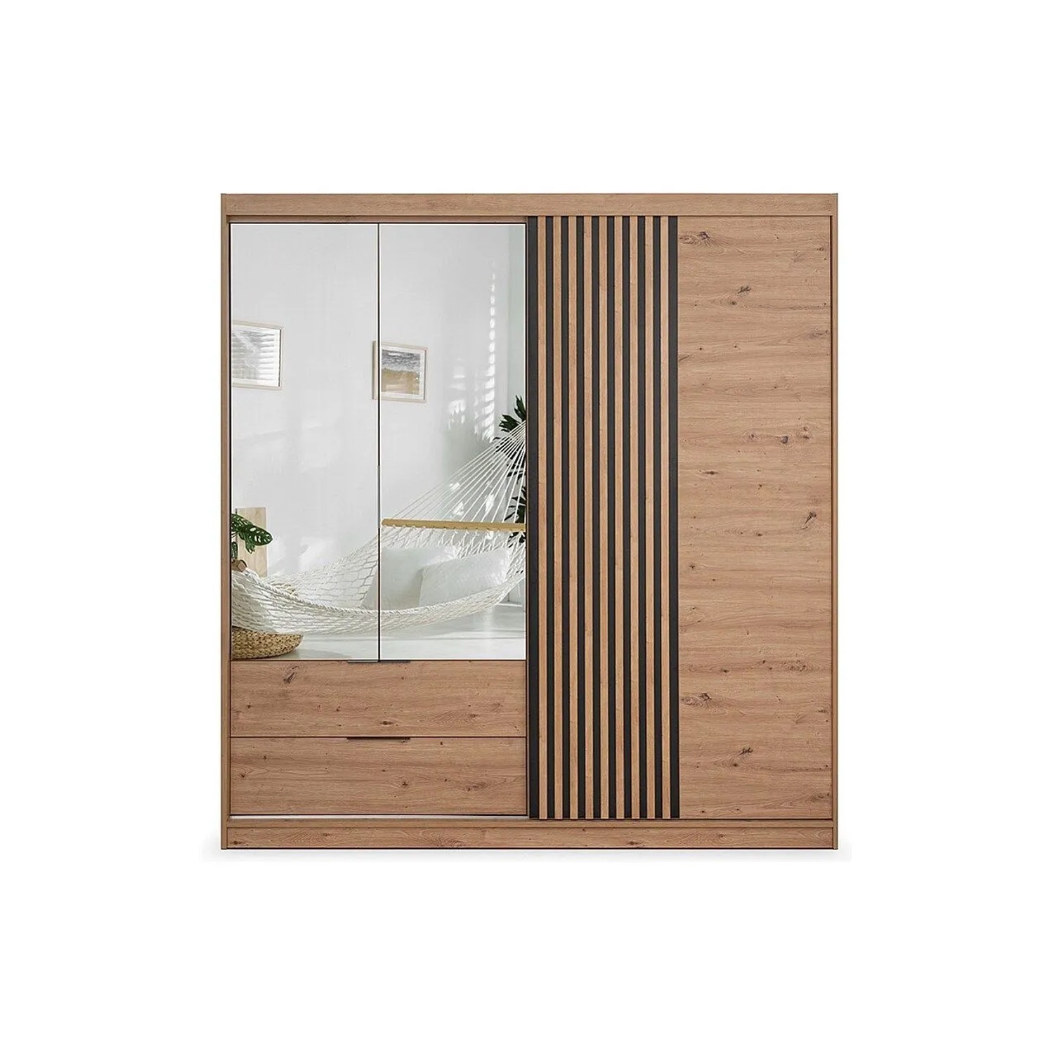 Vente-unique Kleiderschrank Sidovia Naturfarben Hell 203 cm