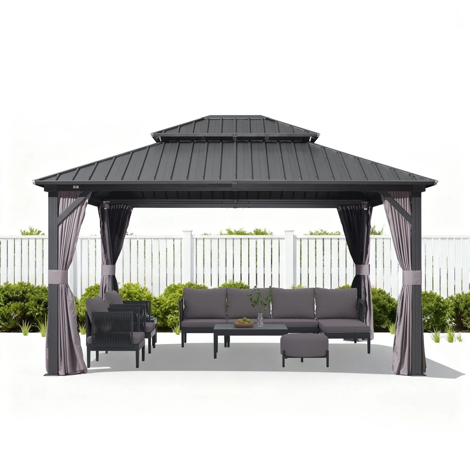Purple Leaf Pavillon 300 cm X 425 cm X 287 cm Doppelschichtige Verzinkte Gartenpavillon Mit Moskitonetz