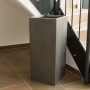 Hoher, anthrazit-metallic Pflanzkübel Säule aus Fiberglas, 38x38x80cm, für Innen- und Außenbereich.