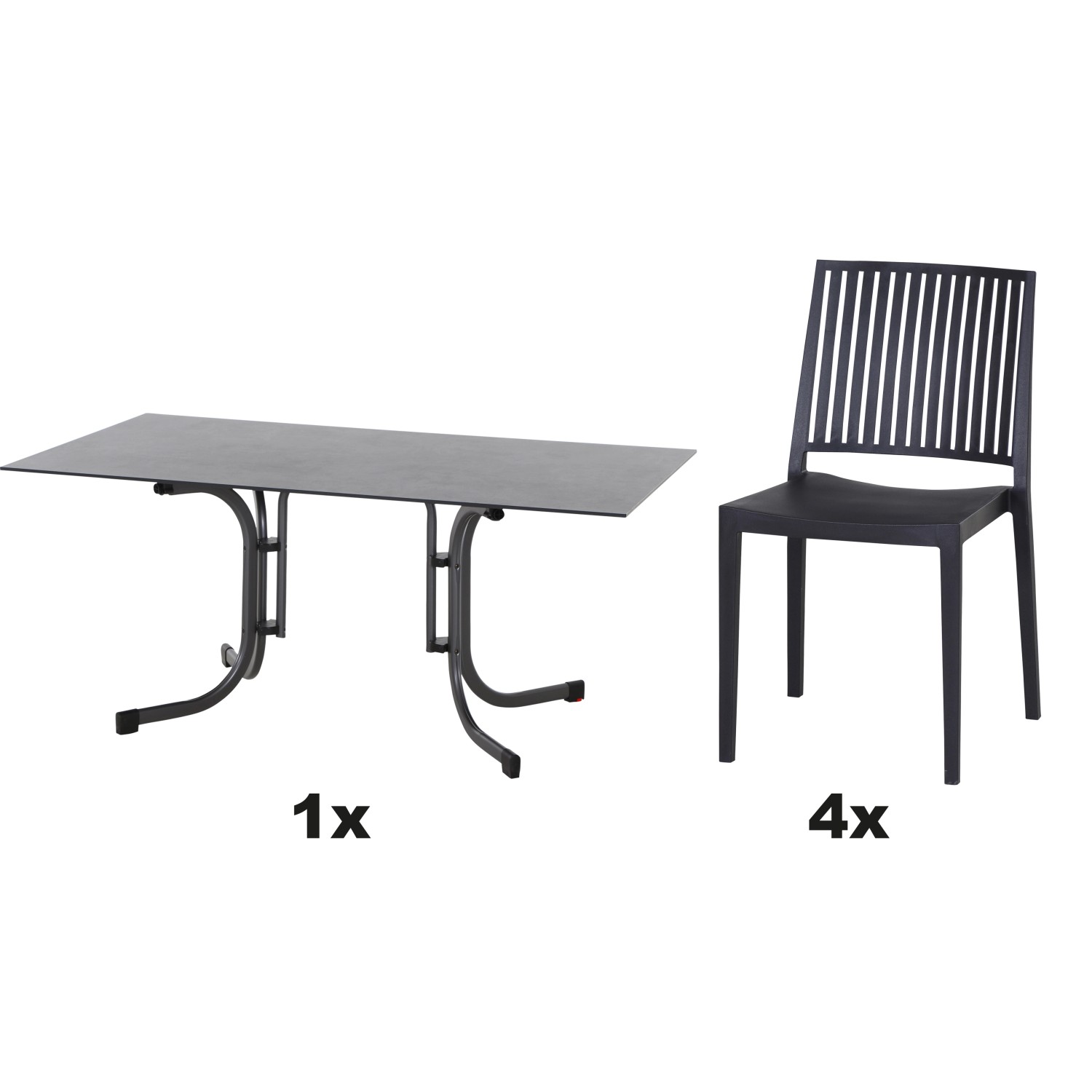 Siena Garden Gartenmöbel Set Lane 5-teilig 160 cm x 90 cm Anthrazit
