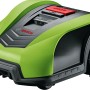 Bosch Indego Mähroboter mit grünem Cover. Zubehör zur individuellen Gestaltung des Rasenmähers.