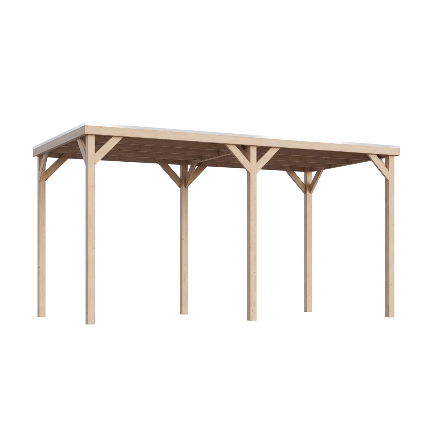 Karibu Pavillon Kvadrat mit Verlängerung 243 cm x 231 cm x 453 cm Natur