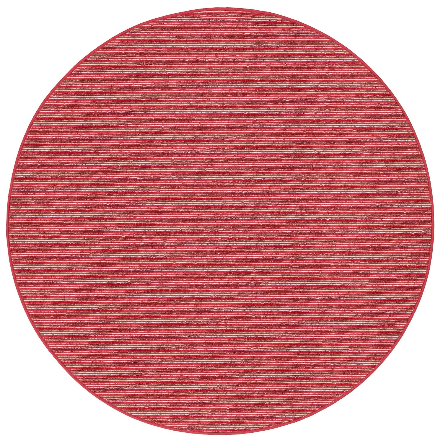 Runder, roter Kurzflorteppich Marta mit Streifenmuster, 200cm Durchmesser.