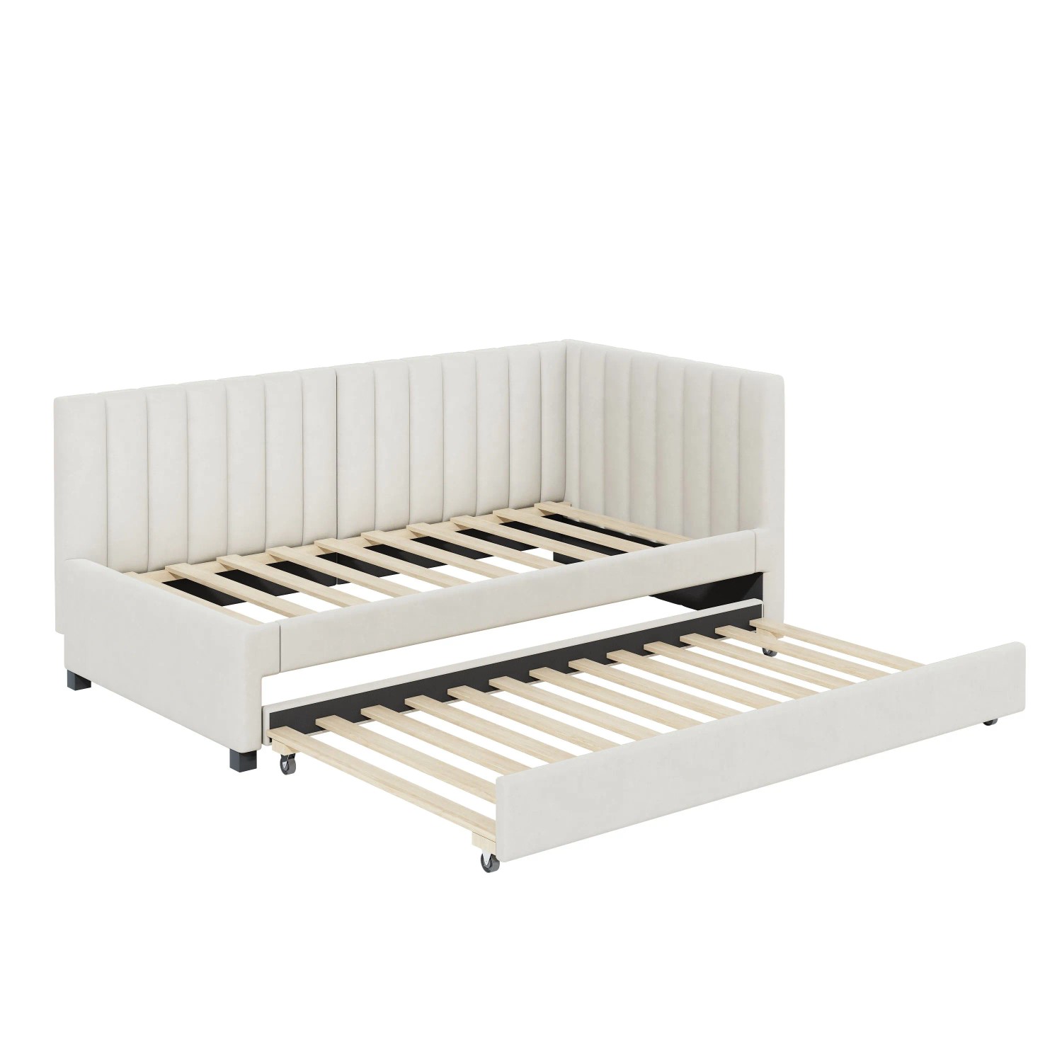 Merax Schlafsofa 90x200cm Ausziehbar Samt Beige