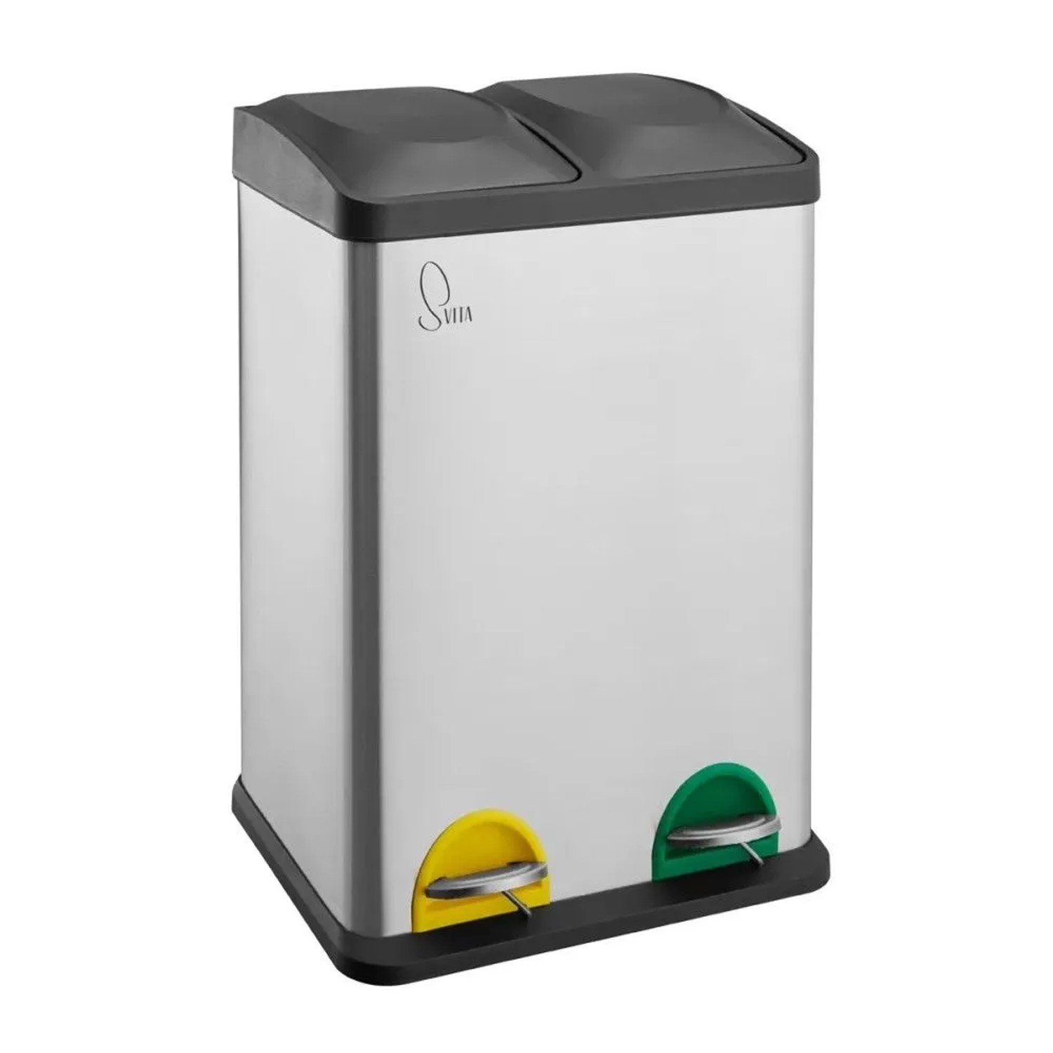 Svita TC2X20 Kücheneimer Office 40L Trennmülleimer Mülltrennung Edelstahl Silber