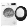 Weißer PKM Wärmepumpentrockner WPT8-15DE, Tür offen, sichtbare Trommel. Bedienfeld mit Display. 8 kg Fassungsvermögen.