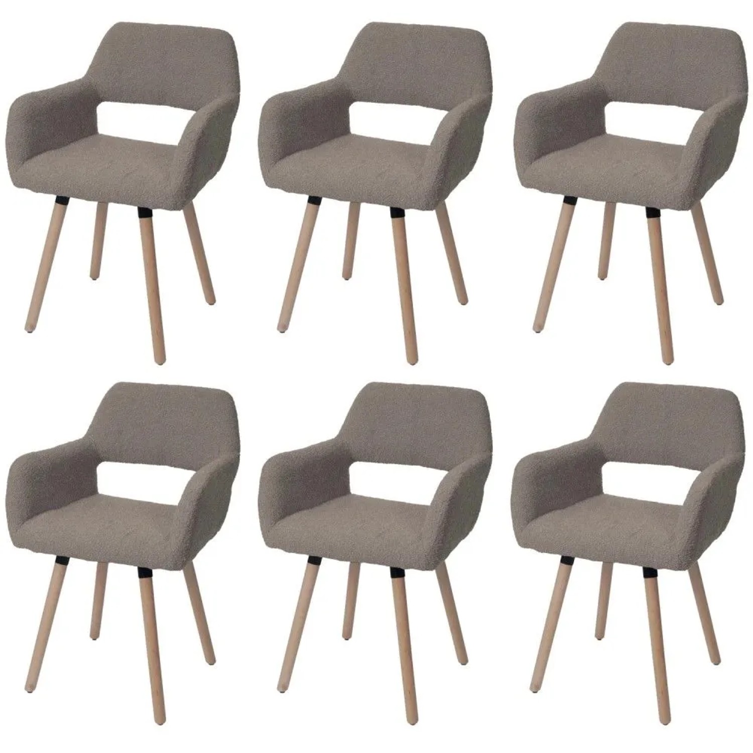 MCW Esszimmerstuhl A50 II 6er-Set Taupe Stoff/Textil Boucle 450g/m²