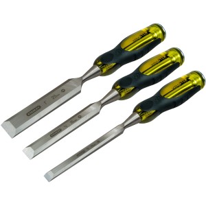 Stanley FatMax Stechbeitel Set, 3-teilig (10-20 mm), mit gelb-schwarzem Griff.