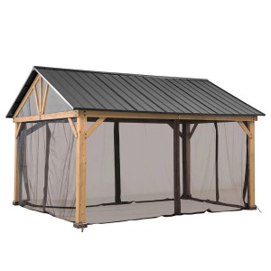 Sunjoy Netz für Zedernholz Gazebo, 404x465cm, schützt vor Insekten im Garten.