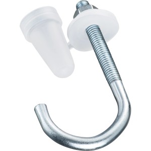 Rohrhaken M6 3/4 Zoll für Kunststoffbedachung, mit Gewinde, Unterlegscheibe und Schutzkappe.