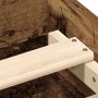 Detail des vidaXL Bettgestells: Helle Sperrholzlatten befestigt an dunklem Holzwerkstoff in Altholz-Optik.