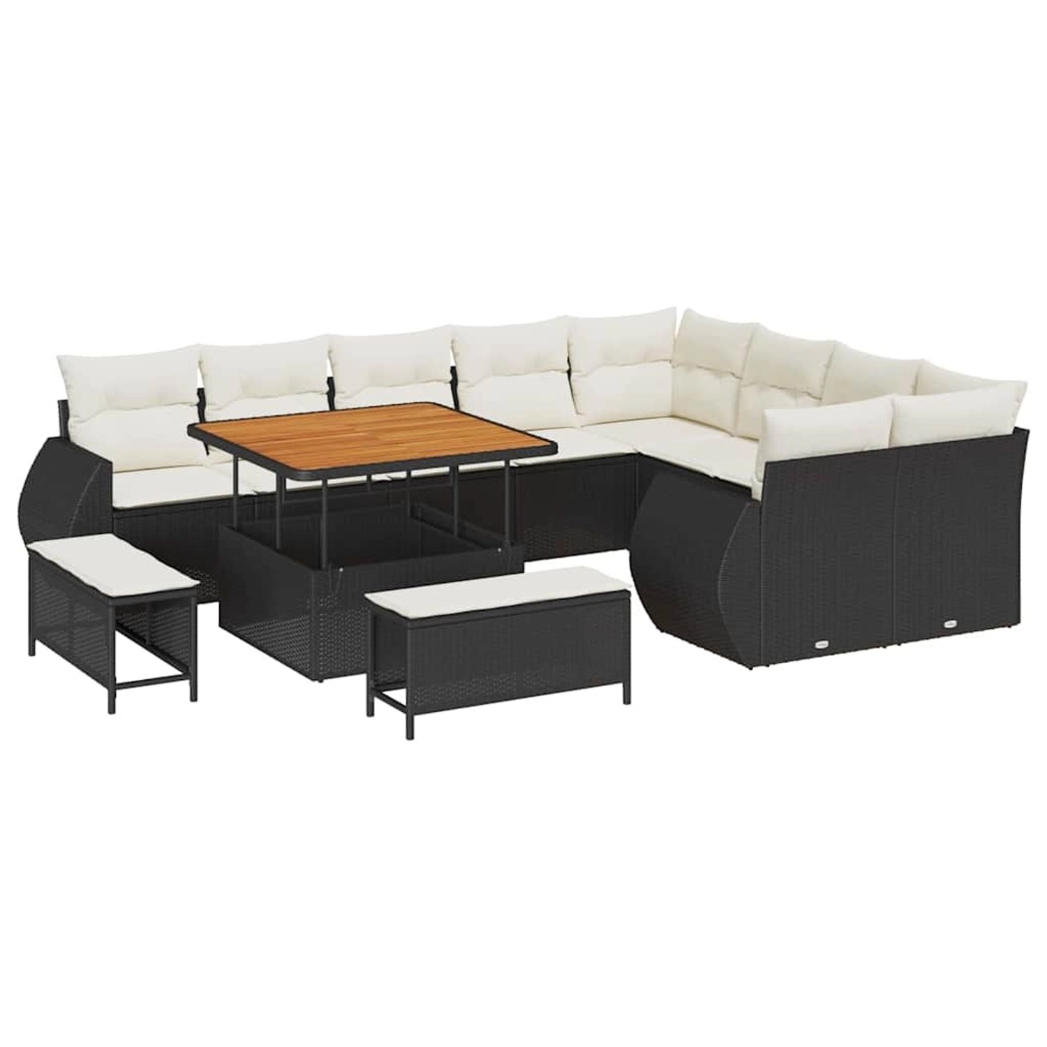 vidaXL Garten-Sofa-Set 12-Tlg Schwarz Poly Rattan 3361905 günstig online kaufen