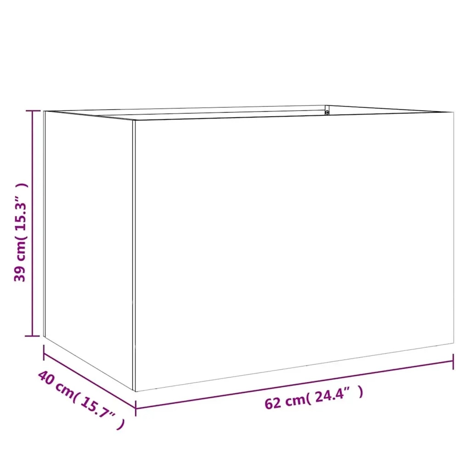 Silberner vidaXL Pflanzkübel (62x40x39 cm) aus verzinktem Stahl.