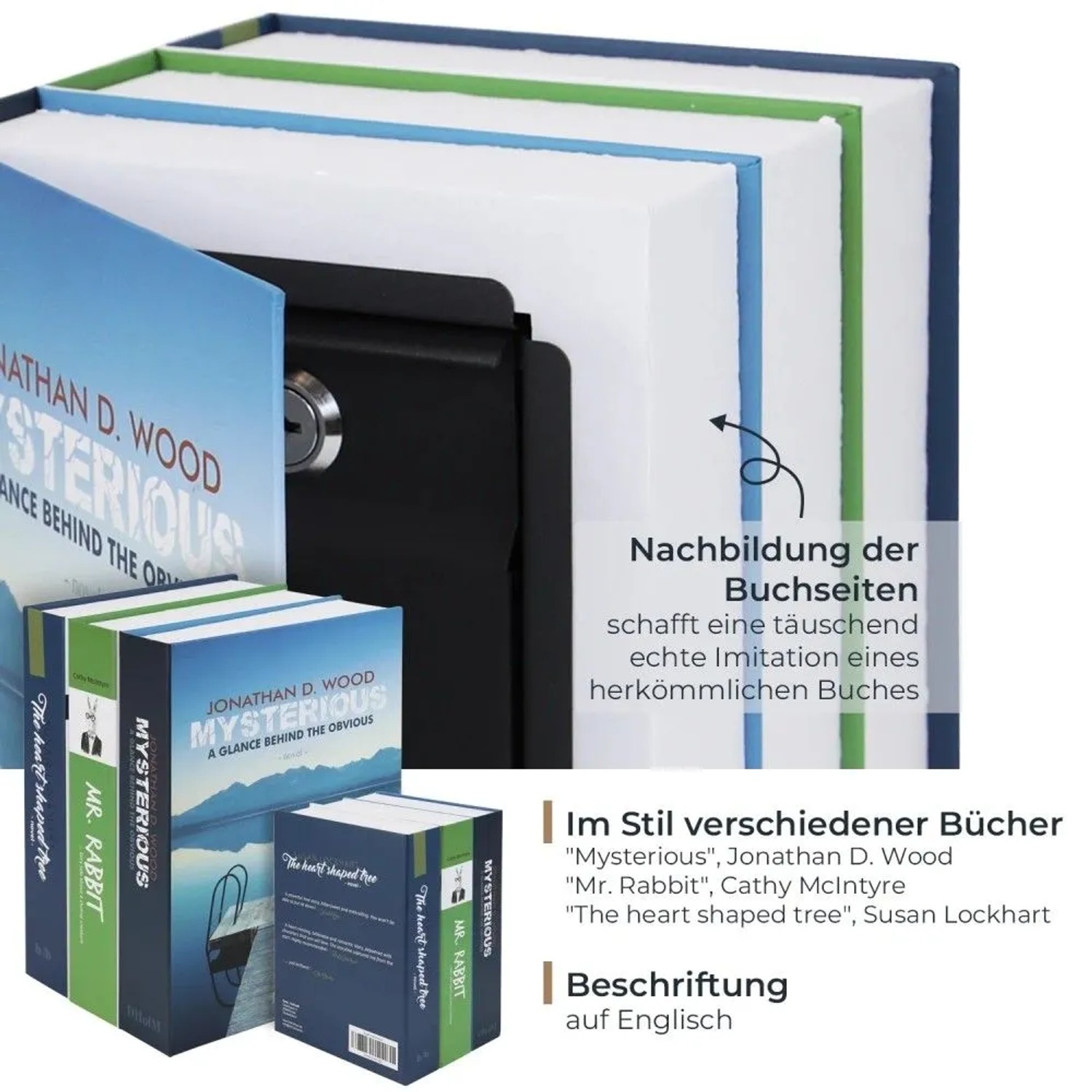 HMF 4312202 Buchtresor Geldkassette XL 22 x 15 x 13 cm