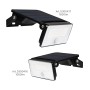 Zwei schwarze LED Solar-Wandleuchten mit Sensor, unterschiedliche Lumenleistung.