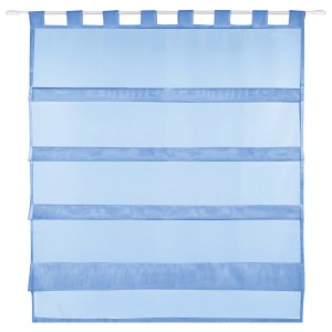 Blaue Bestlivings Sky Gardine mit Raffoptik und Schlaufenaufhängung, 90x110 cm.