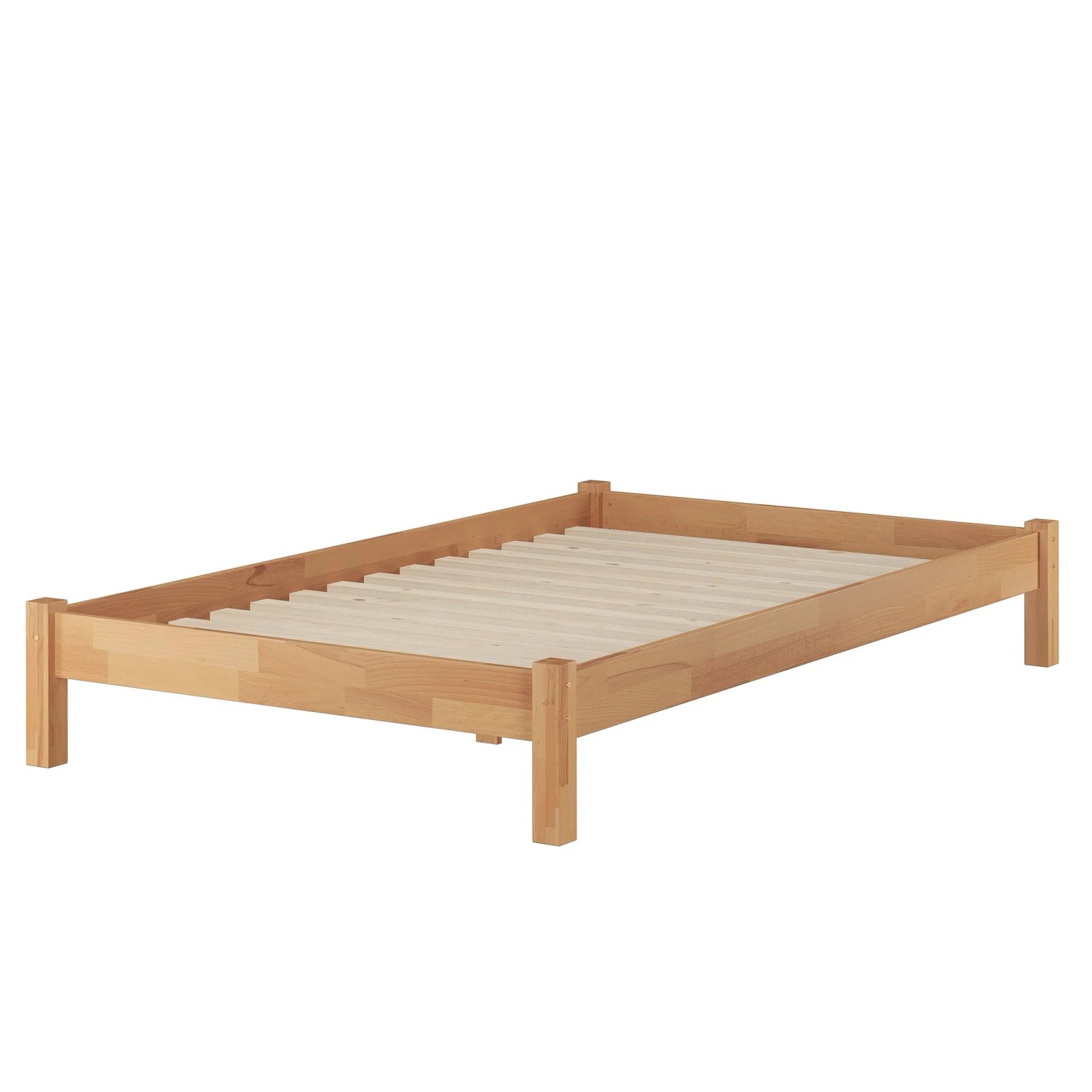 Erst-Holz Stabiles Holzbett ohne Kopfteil 120 x 200 cm Massiv Buchenholz Futon Modell 84 Rollrost inkl.