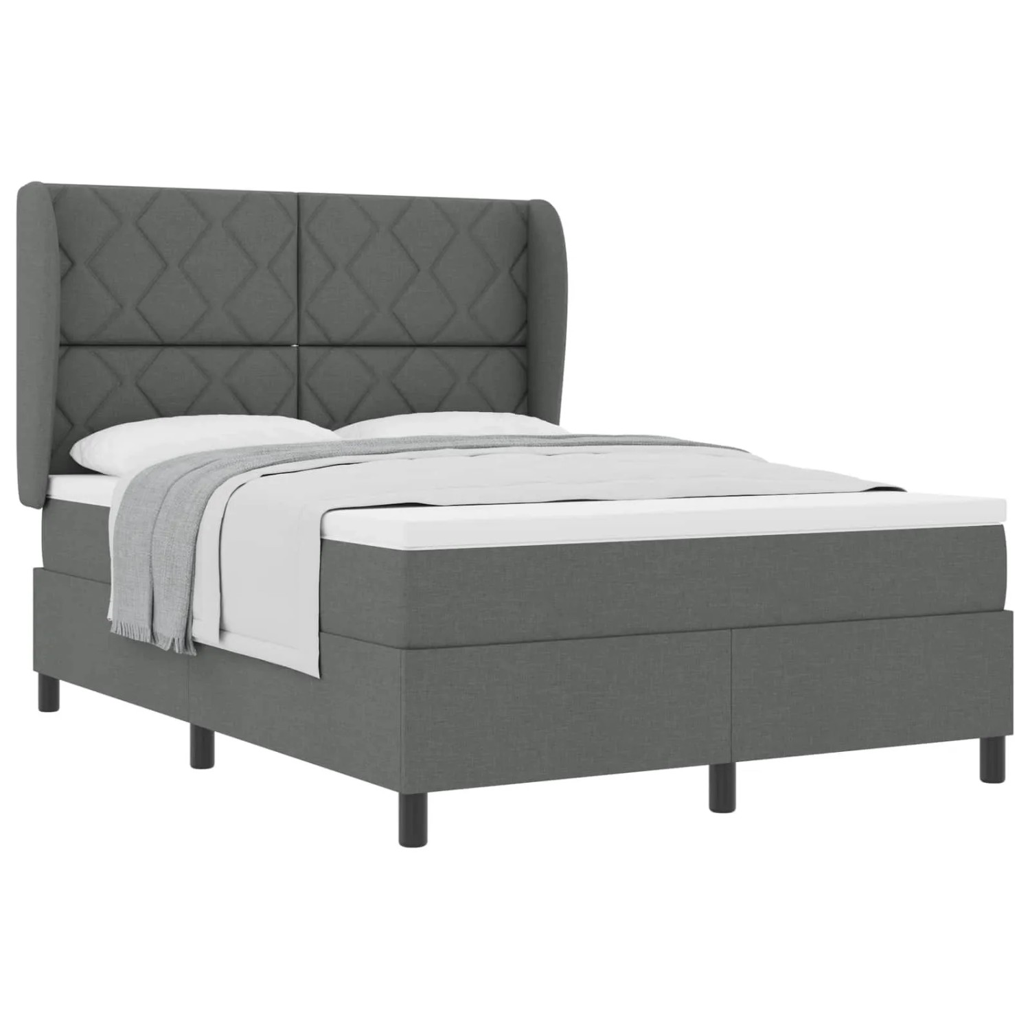 vidaXL Boxspringbett mit Matratze Dunkelgrau 160 x 200 cm Stoff 3340635
