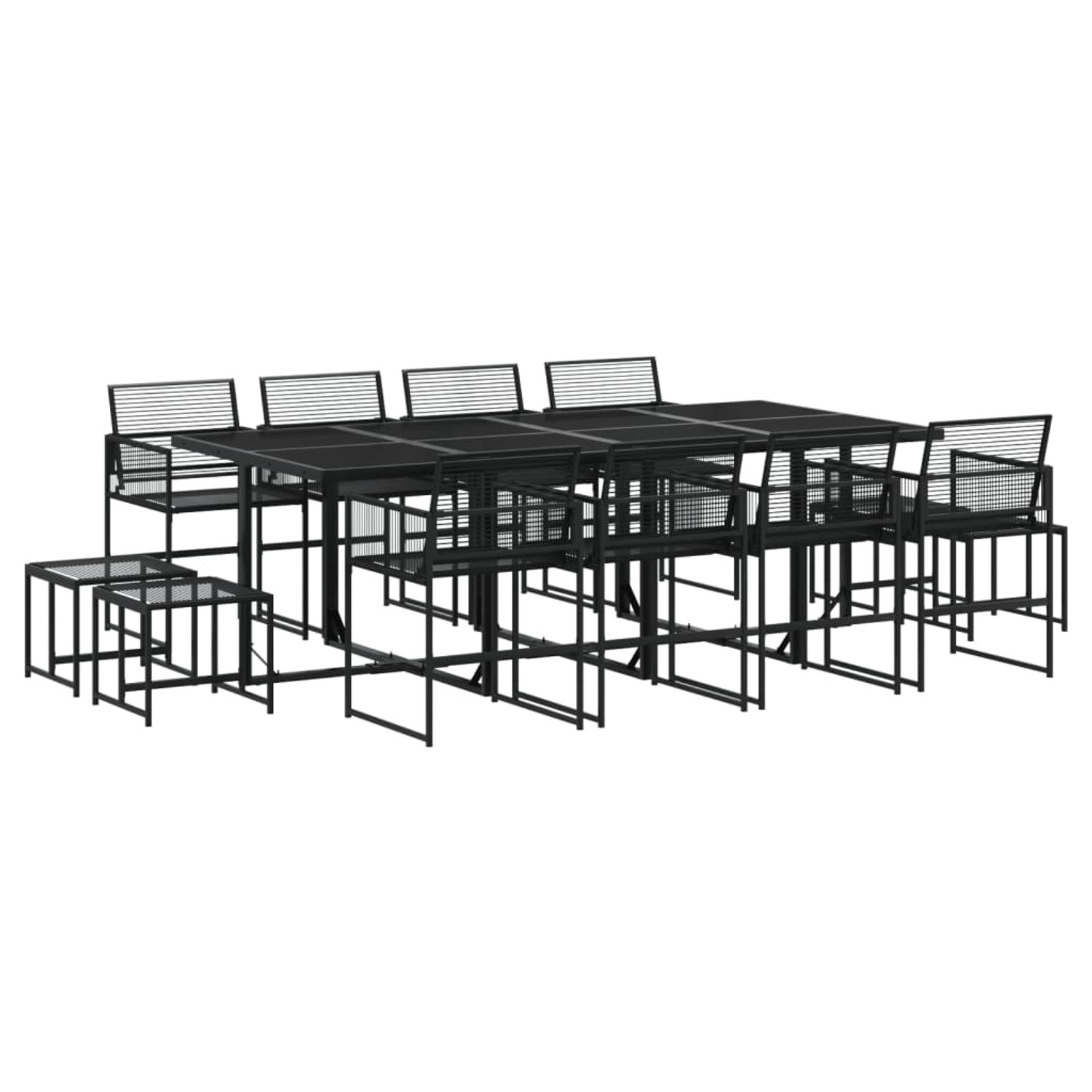 vidaXL 13-Tlg Garten-Essgruppe Schwarz Poly Rattan 3295055 günstig online kaufen