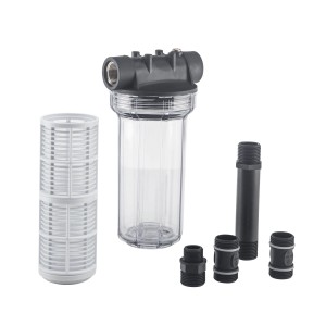 Al-Ko Filter für Hauswasserwerk 250/1 mit Filtereinsatz, Gehäuse und Anschlussstücken.