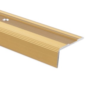 Goldenes, selbstklebendes KARAT Stufenkantenprofil Glory Form L aus Aluminium, 36x17x1000 mm.