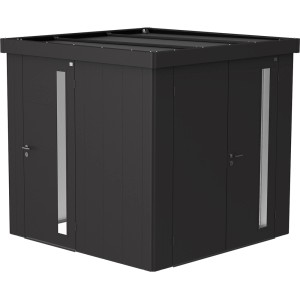 Biohort Zusatztür für Neo Gerätehaus, dunkelgrau-metallic, mit Edelstahl-Drückergarnitur.