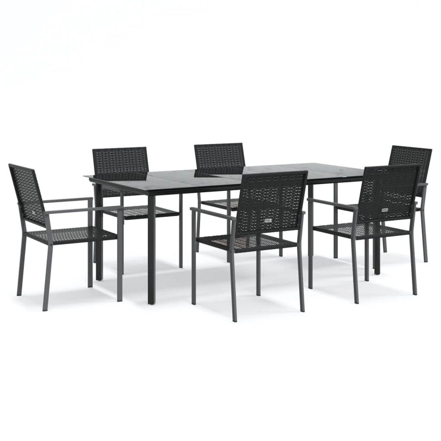 vidaXL 7-Tlg Garten-Essgruppe Poly Rattan und Stahl 3187031 günstig online kaufen