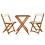 Klappbares 3-tlg. Bistro-Set aus Akazienholz mit Auflagen für Garten, Balkon oder Terrasse.