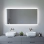 Aquabatos Badspiegel 140x70 cm mit LED-Beleuchtung und Spiegelheizung im modernen Badezimmer.
