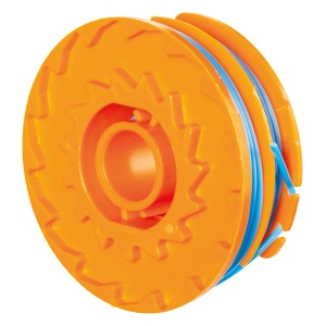 Orange LUX Ersatzspule T 370 mit blauem Doppelfaden für Rasentrimmer.