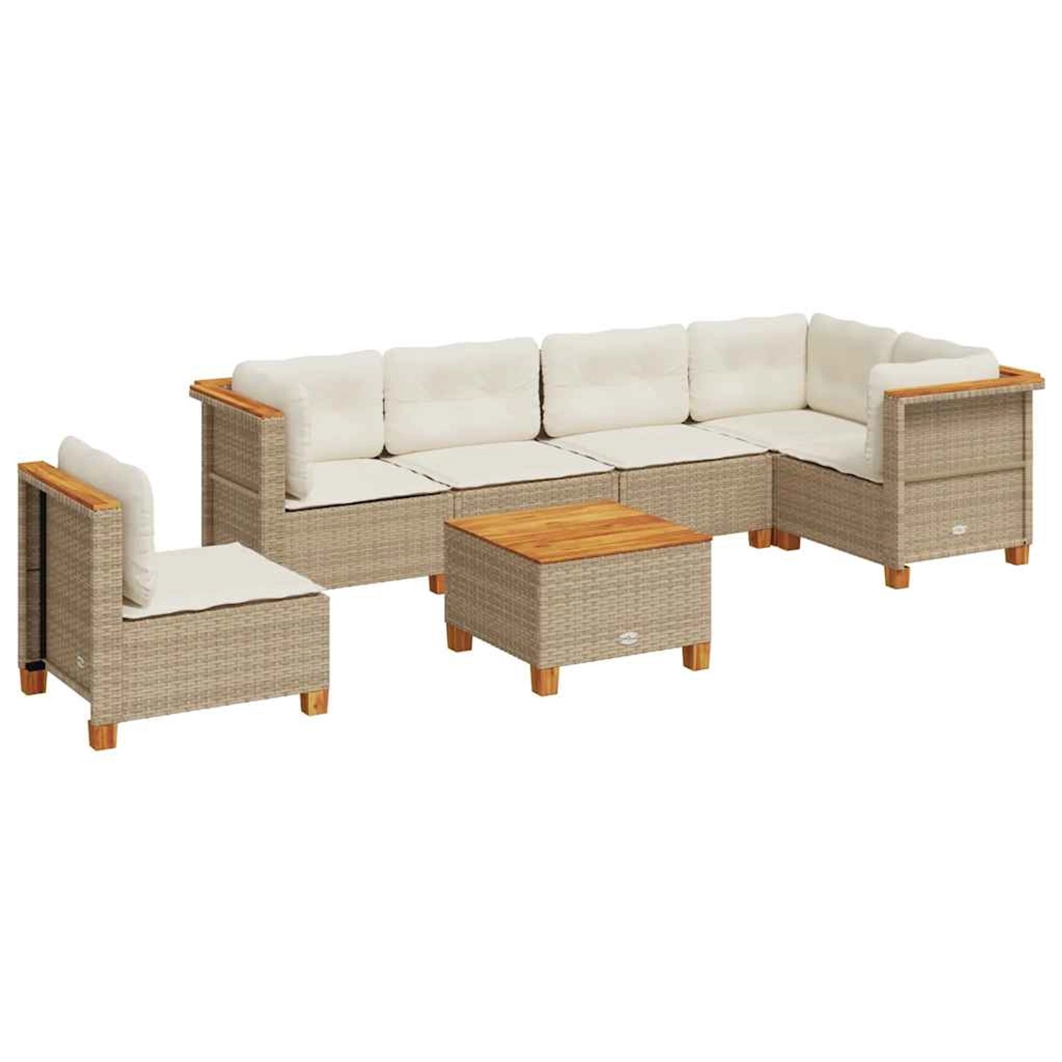vidaXL 7-Tlg Garten-Sofagarnitur mit Kissen Beige Poly Rattan 3261877 günstig online kaufen