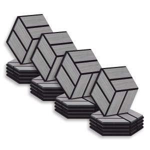Homestyle4u Akustikpaneele, 20er Set, grau, hexagonale Wandpaneele aus Holz für Schallschutz.