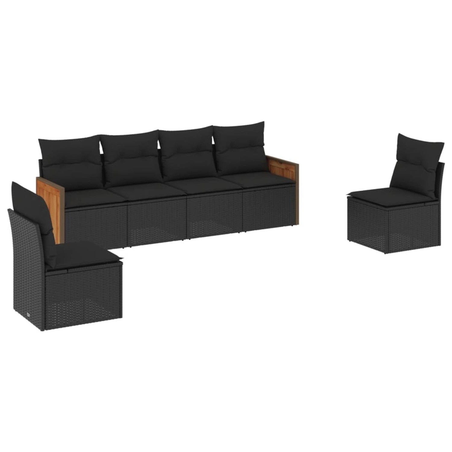 vidaXL 6-Tlg Garten-Sofagarnitur mit Kissen Schwarz Poly Rattan 3227539 günstig online kaufen