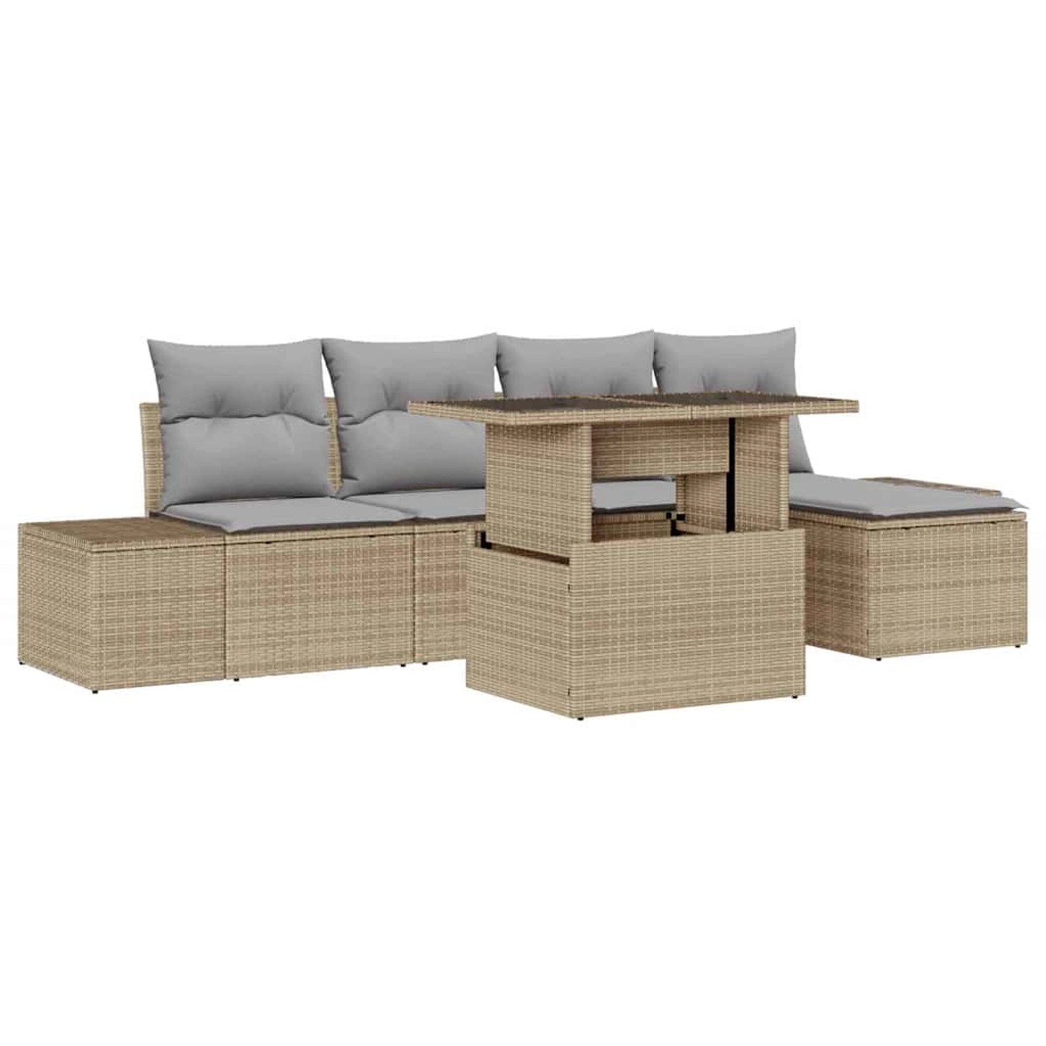 vidaXL 6-Teiliges Garten-Sofa-Set mit Kissen in Beige aus Poly Rattan 33579 günstig online kaufen