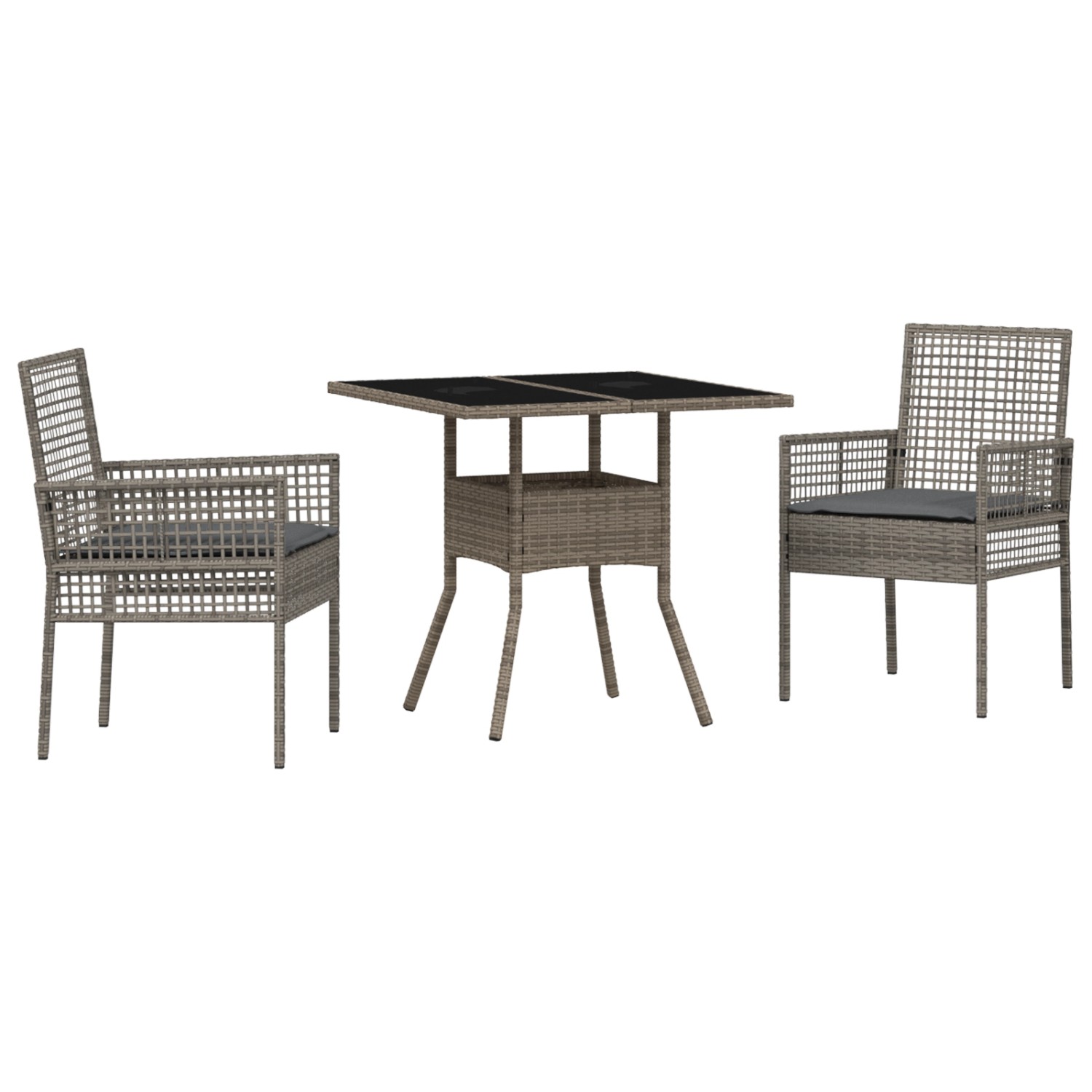 vidaXL Garten Essgruppe 3-Tlg Grau Poly Rattan 3334927 günstig online kaufen