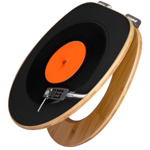 Banjado WC-Sitz aus Bambus mit Plattenspieler-Motiv und Absenkautomatik.