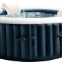 Intex PureSpa Plus Bubble Massage Set, aufblasbarer Whirlpool mit Kopfstützen und blauer Außenwand.