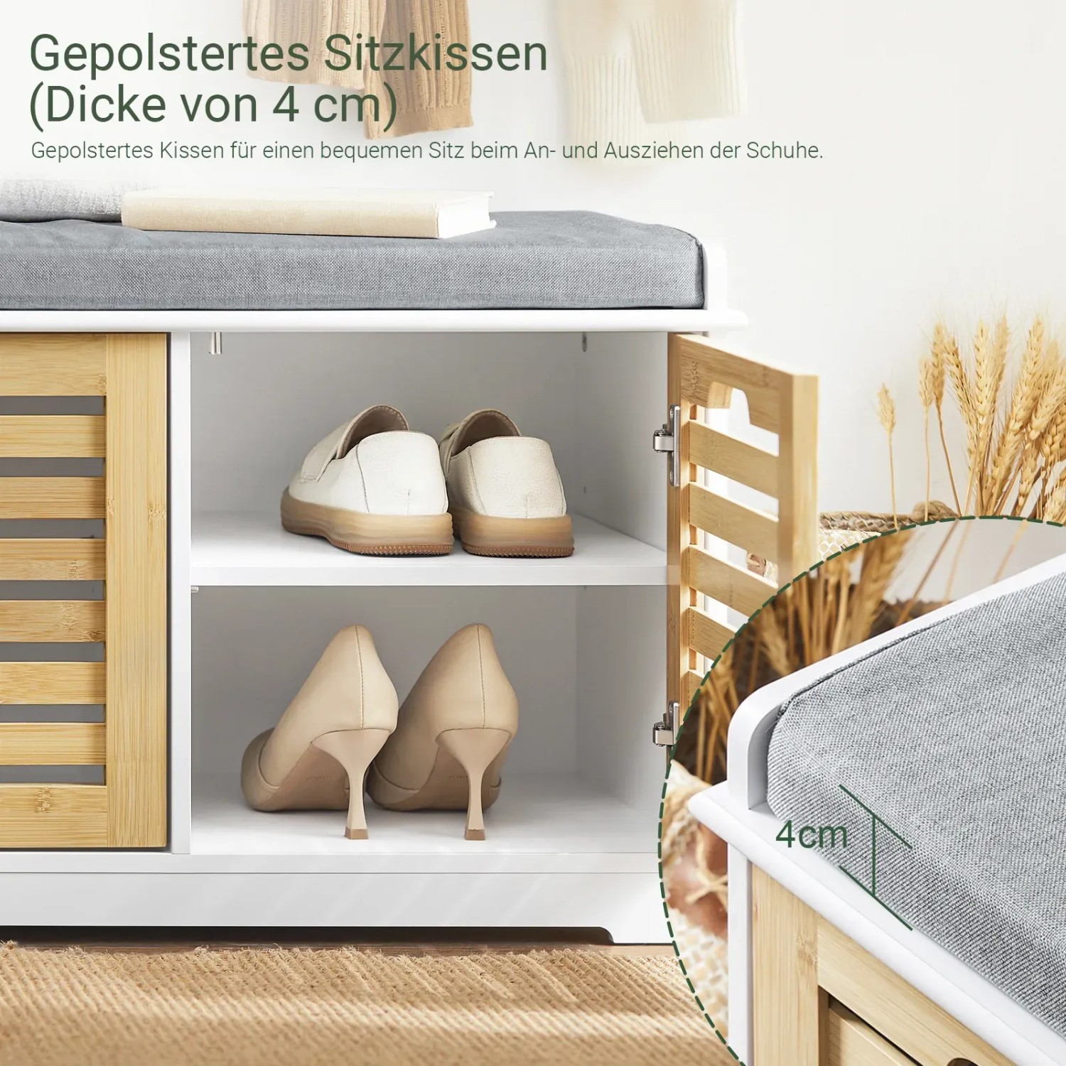SoBuy Schuhbank mit Sitzfläche Garderobenbank Sitzbank mit Stauraum FSR23-II-WN_3