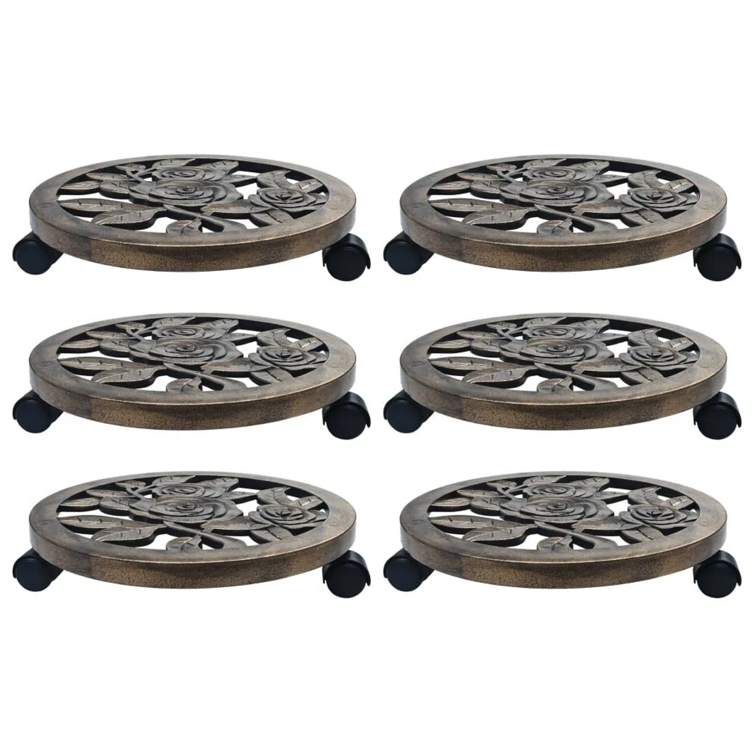vidaXL Pflanzenroller 6 Stk Bronze 38 cm Kunststoff 48229