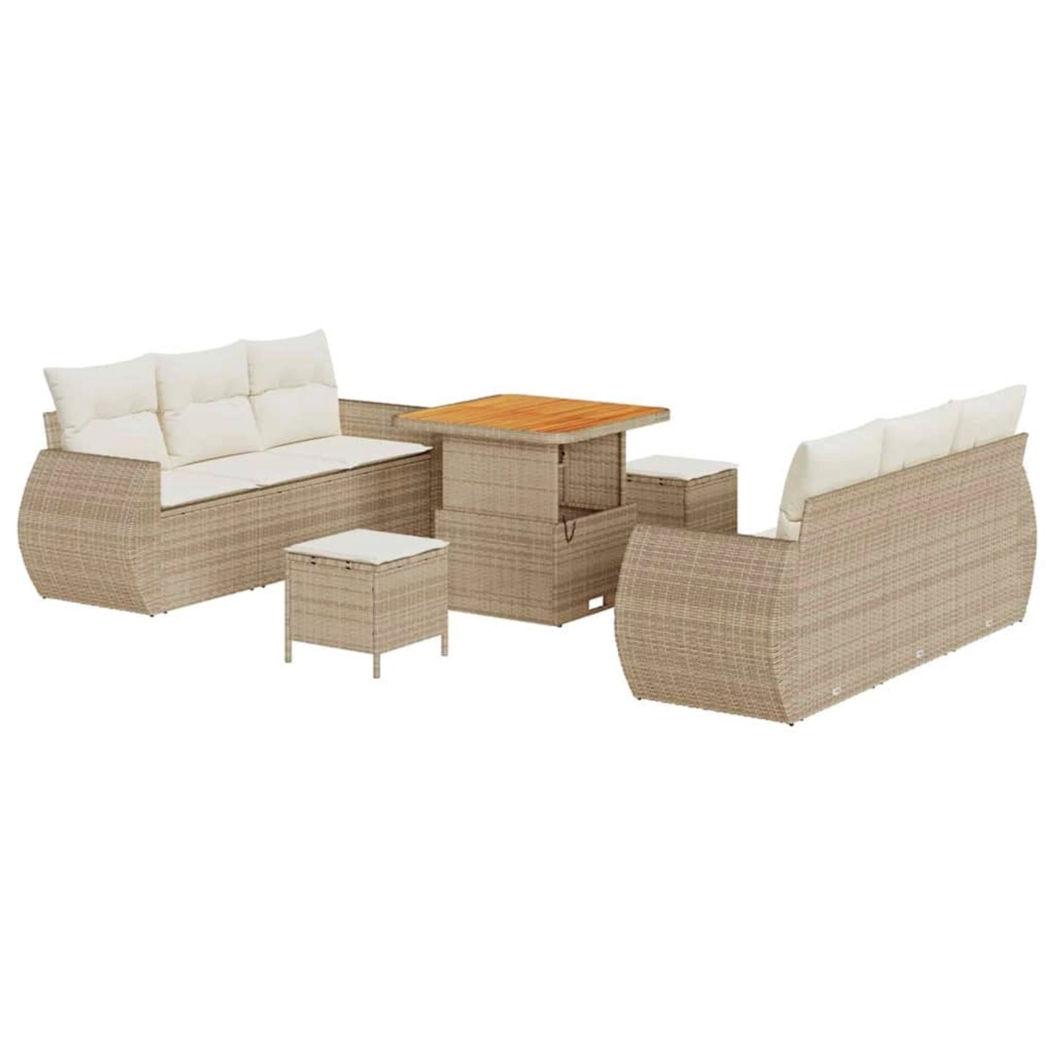 vidaXL Garten-Sofa-Set 9-Tlg Beige Poly Rattan 3361826 günstig online kaufen