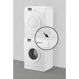 Waschmaschine und Trockner verbunden mit Verbindungsrahmen, Zubehör für Waschmaschinen.