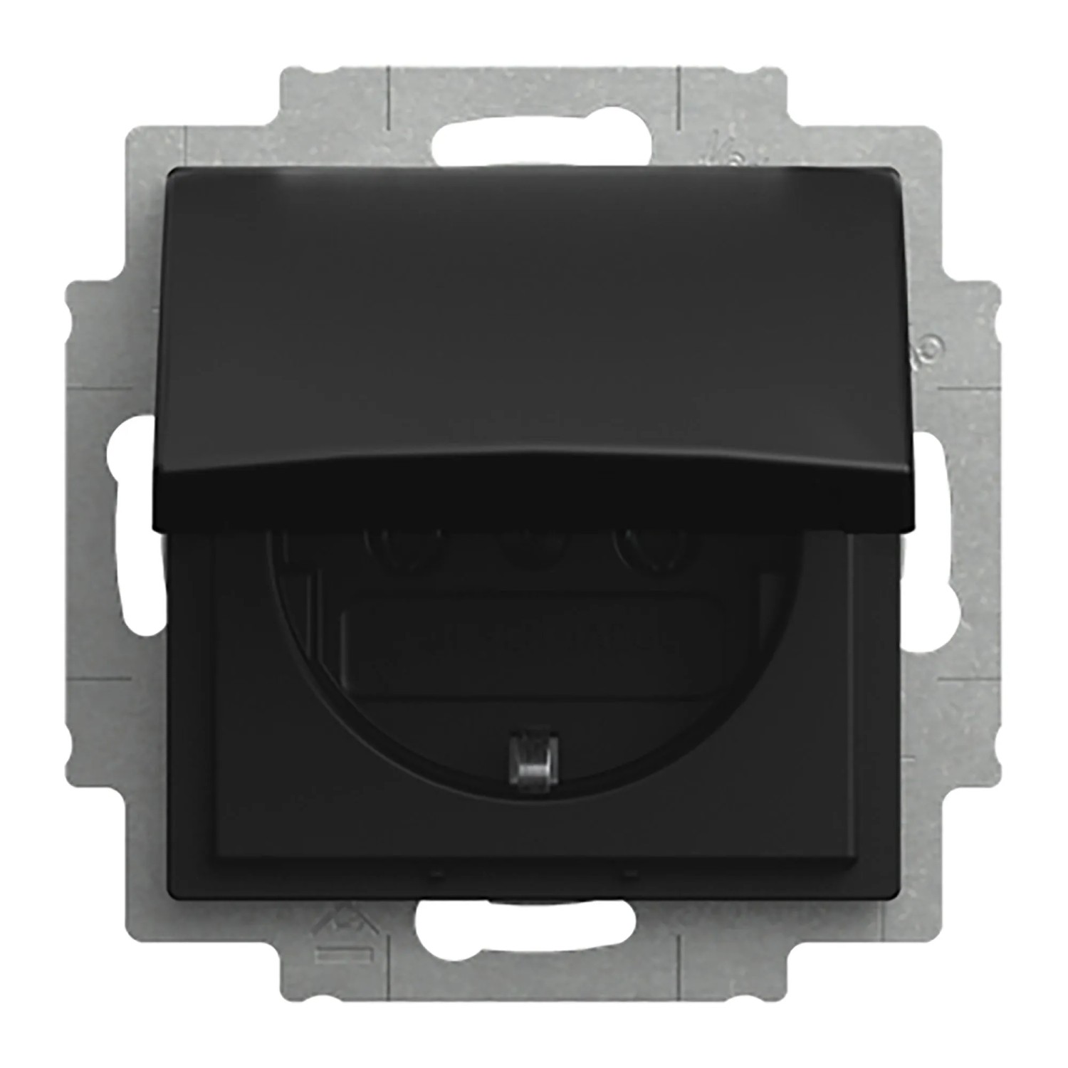 Busch-Jaeger Steckdose mit Klappdeckel Balance SI Schwarz Matt