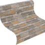 Rasch Vliestapete Factory IV mit Steinmuster in Braun-Grau, Rollenformat 10,05 m x 0,53 m.